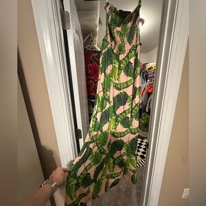 Judith March Pink and Green Ruched Dress